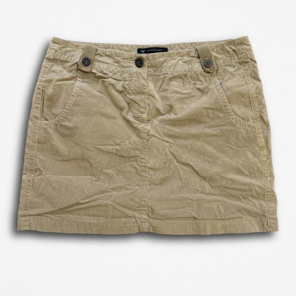 INC International Concepts Women Khaki Corduroy Mini Skirt Petite 4P Tan Utility